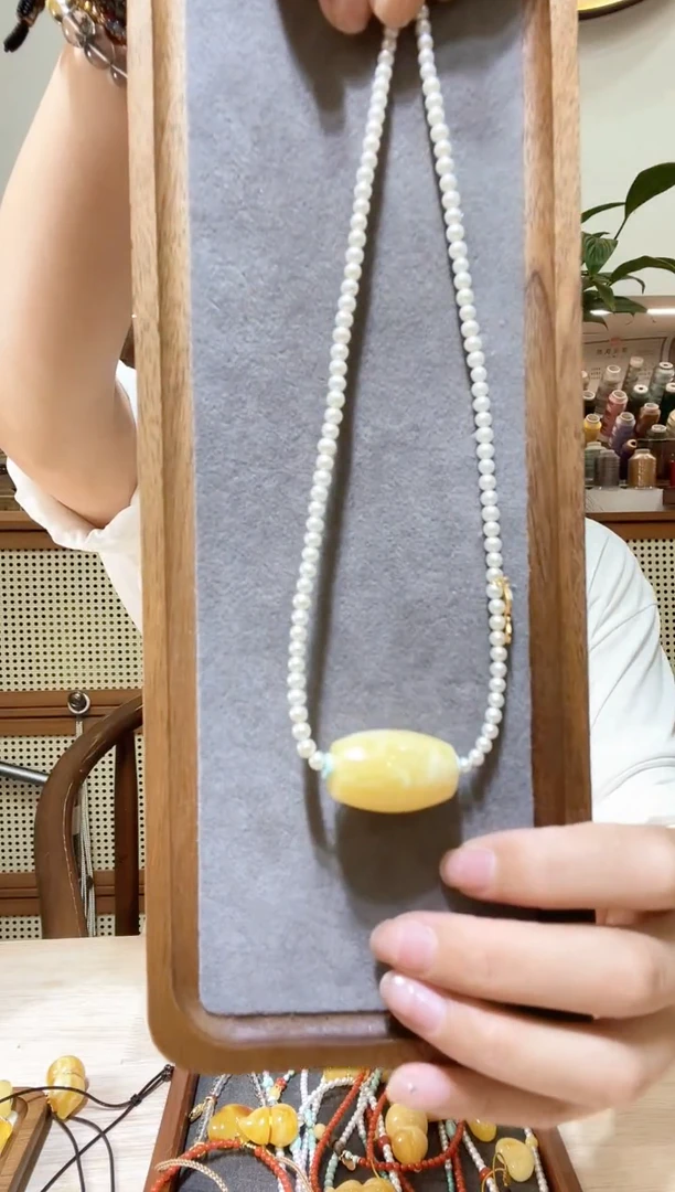 未镶嵌项链蜜蜡猫*天然蜜蜡桶珠吊坠