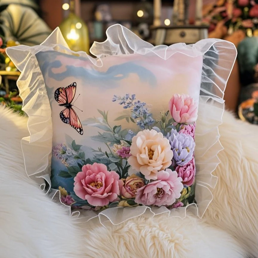 蝴蝶抱枕椅子飘窗卧室客厅沙发靠垫装饰软蒲团地垫垫子ins风少女