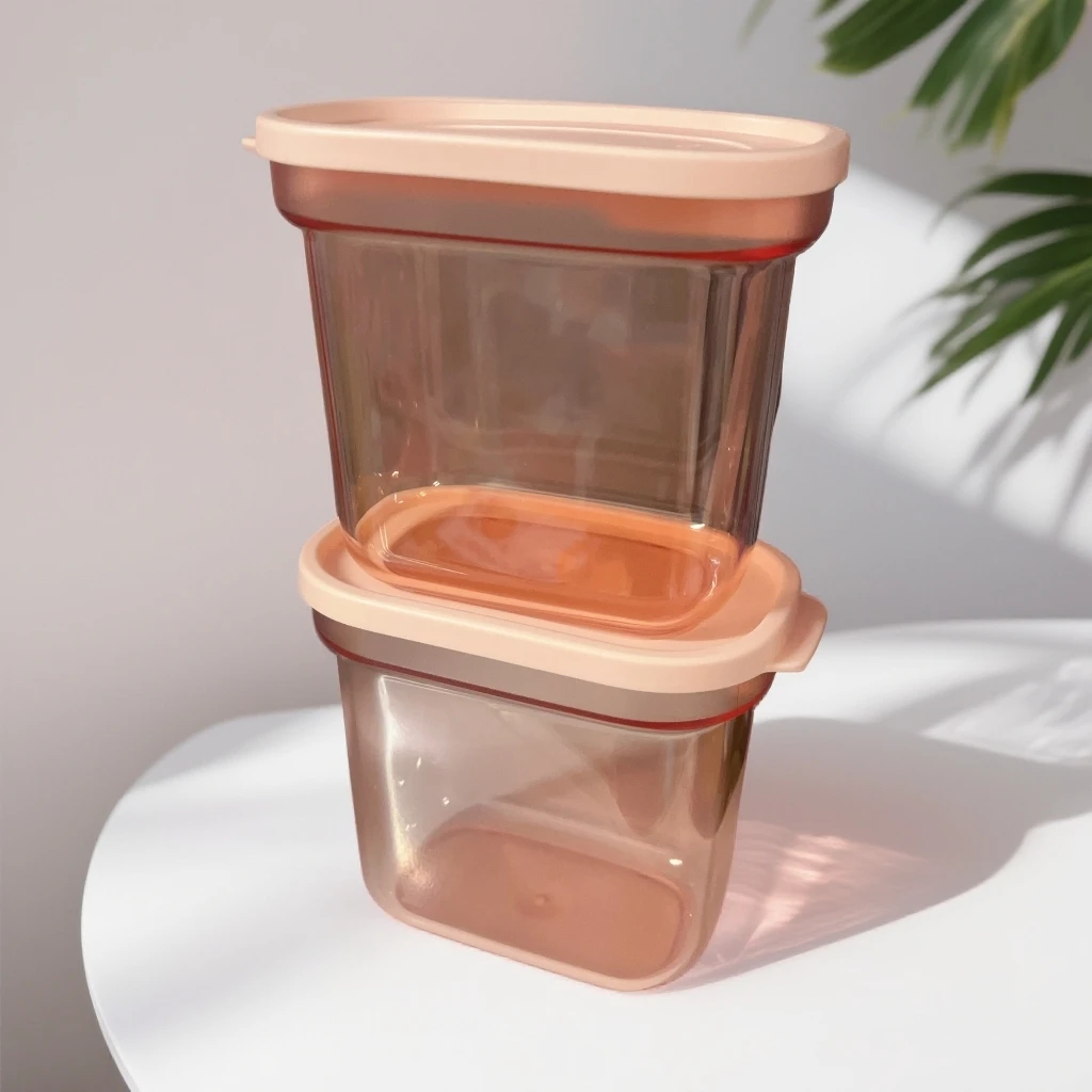 (海)500毫升橘粉精量调味盒，冷藏盒冷冻