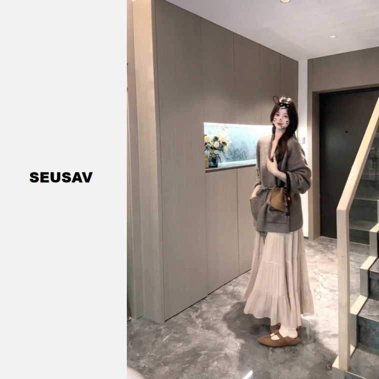 【SEUSAV】高奢耗牛绒巨软糯开衫外套高品高级时尚气质百搭好穿
