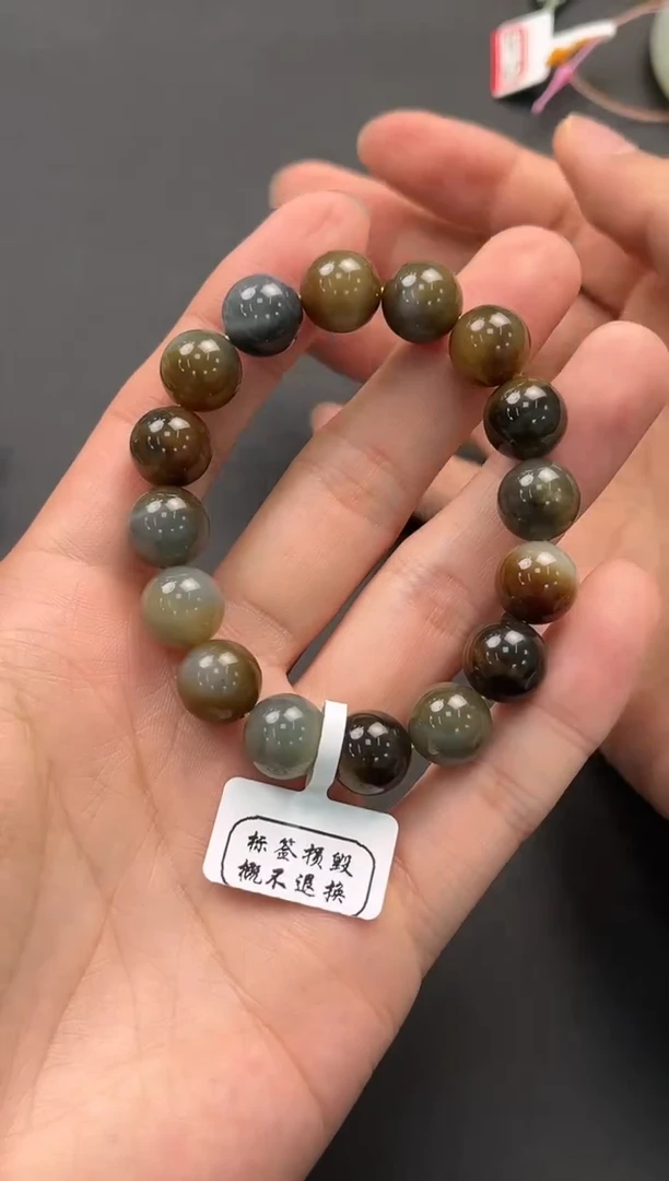 未镶嵌手串和田玉若羌楼兰三色手串卡12微色差