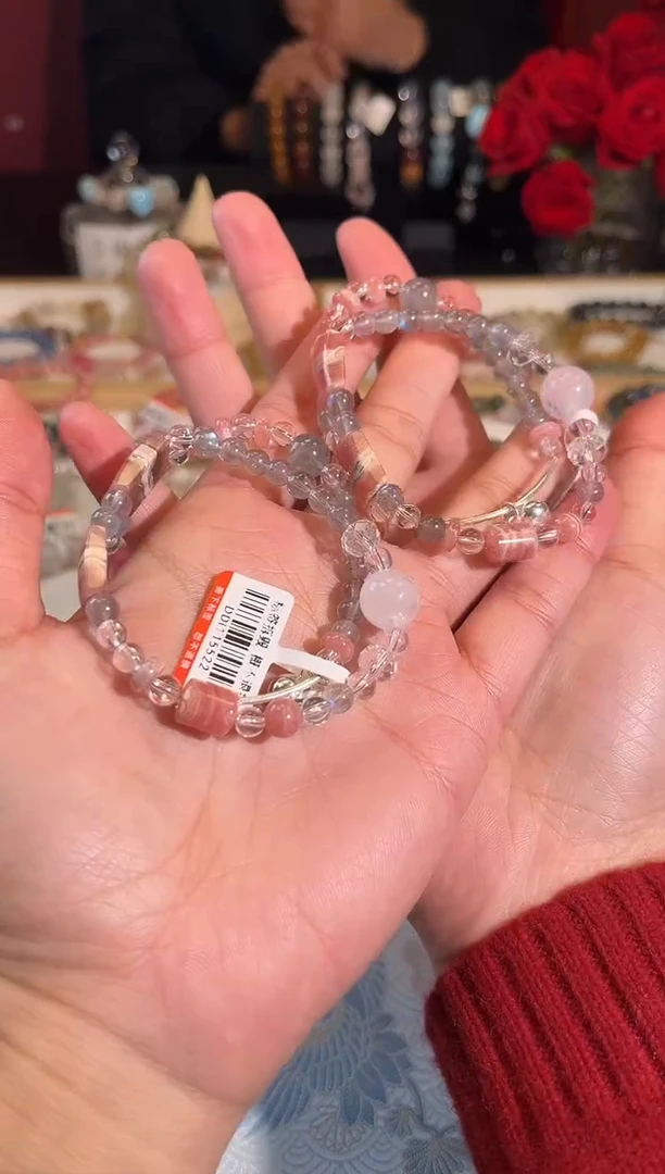 【闪购商品】菱锰矿（红纹石）手绳银S925镶嵌Q375多样性发货一件