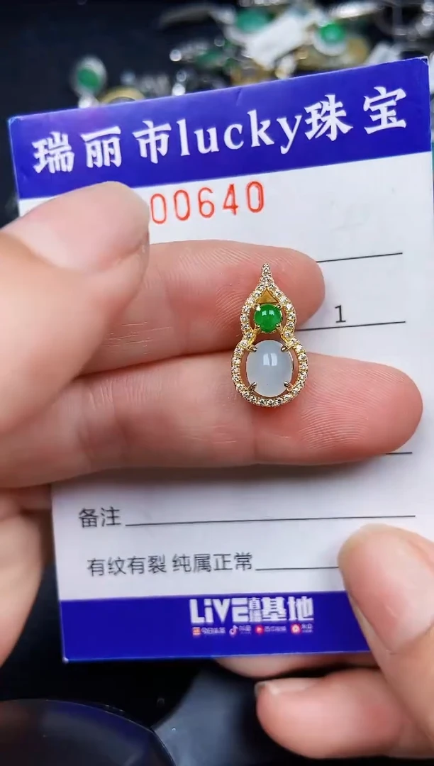 翡翠银S925镶嵌颈饰0640