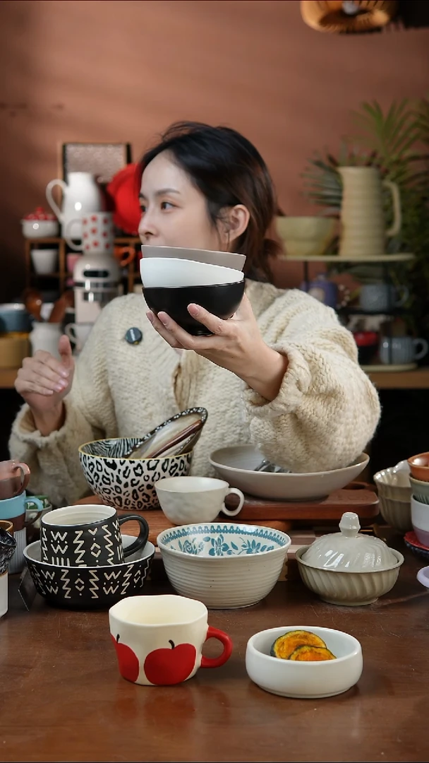 瓷片黑白灰异形小饭碗 3个装 微瑕 凑满20发货