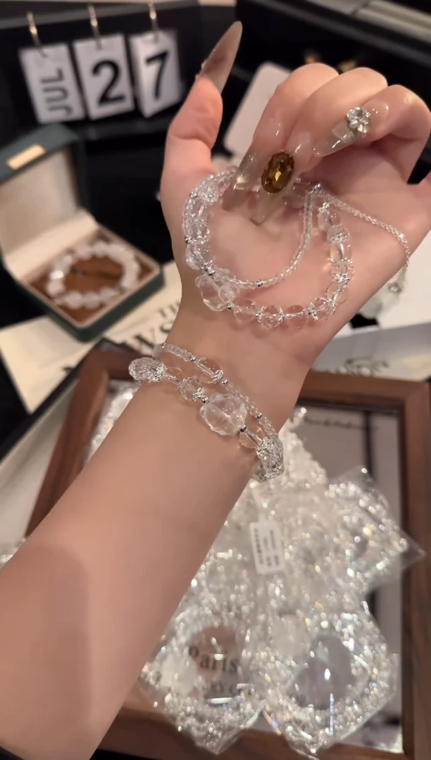水晶手链合金白水晶套装x1085