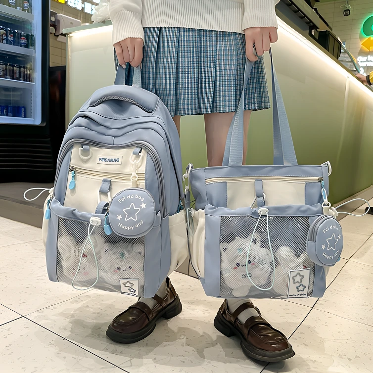 ins可爱高颜值书包女初中高中学生大容量双肩包小学生减负背包男