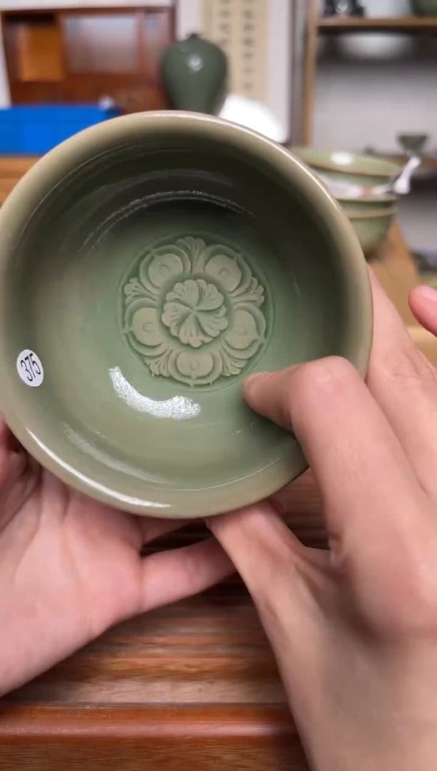 瓷器375耀州窑纯手工压手杯