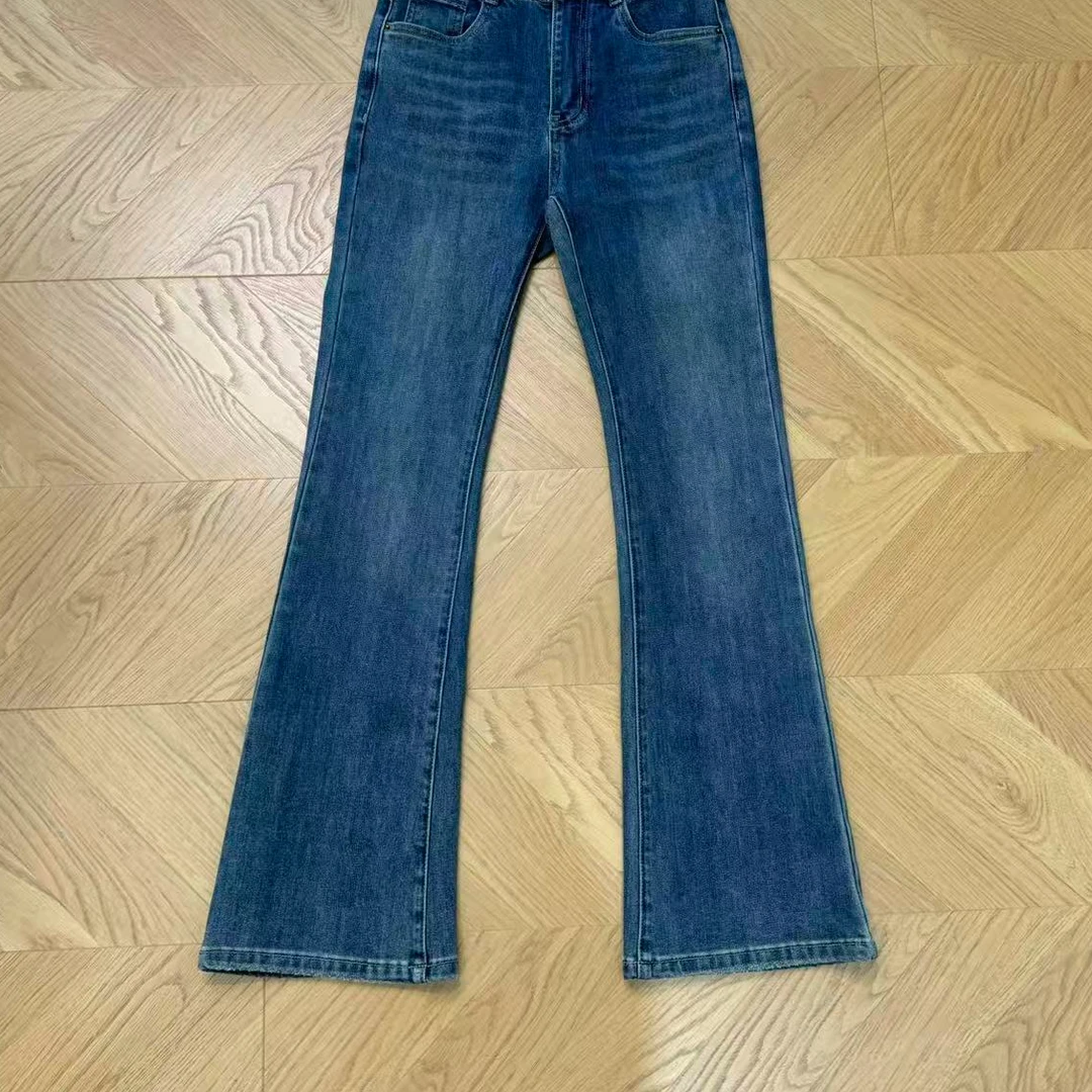 山.尔【回廊】秋冬加绒一体绒显瘦微喇牛仔裤#97