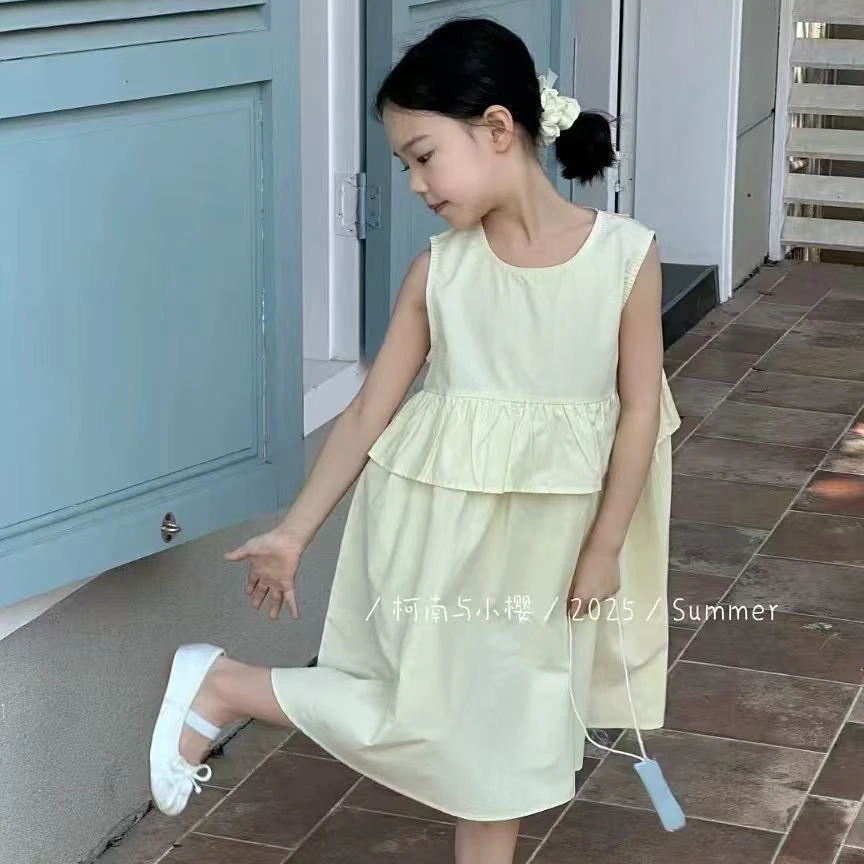 TAOQI柚子2025夏季新款首发时尚洋气轻薄棉布透气背心连衣裙