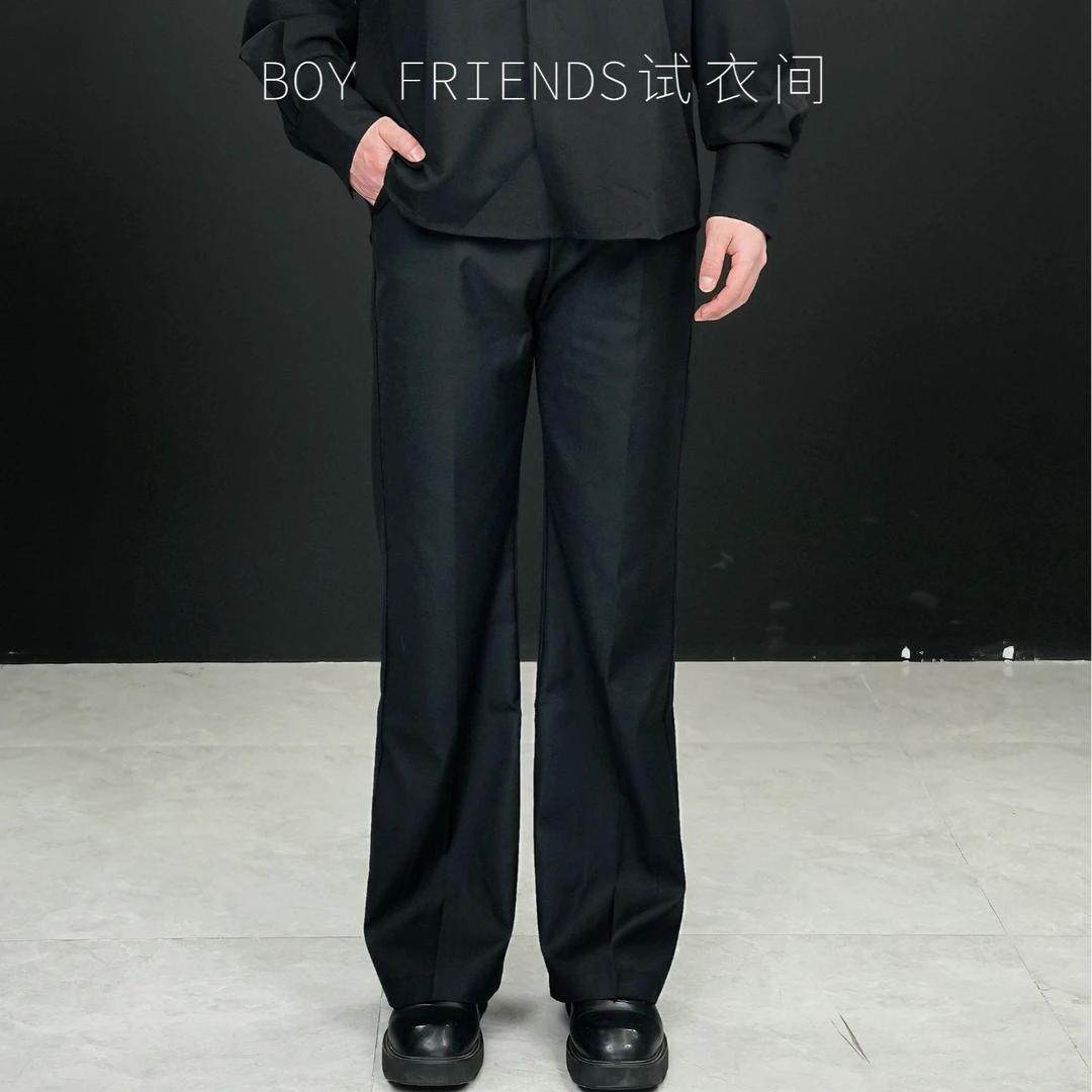 BF-fittingroom春秋款垂感显瘦宽松百搭修身免烫直筒微喇西装裤男