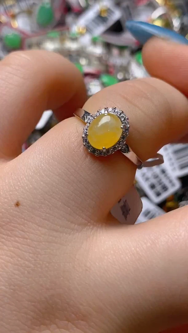 银S925镶嵌戒指翡翠百内无证书