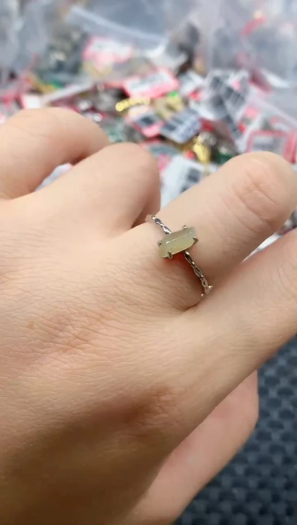 银S925镶嵌戒指翡翠天然A货缅甸翡翠