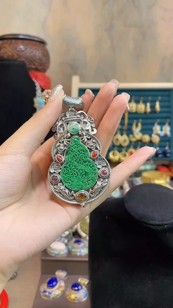 p****）非遗手工花丝镶嵌吊坠香囊葫芦