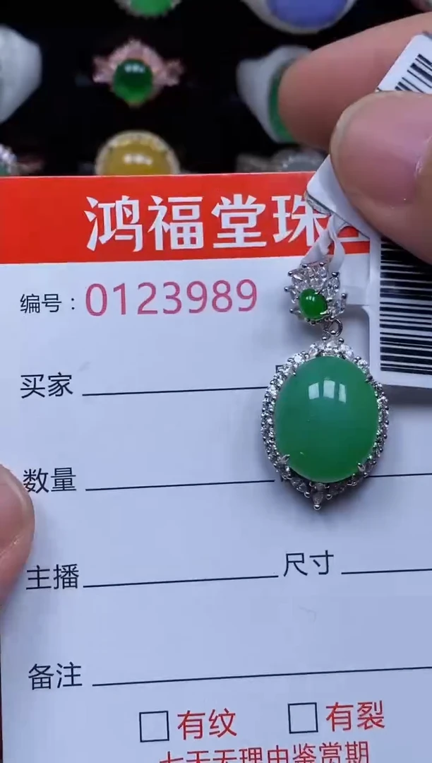 颈饰银S925镶嵌翡翠3989