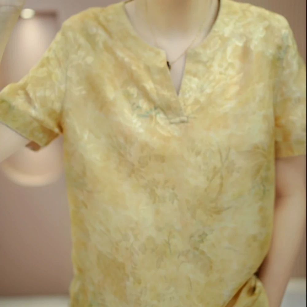 【山海短袖】香云纱斜襟短袖C5707