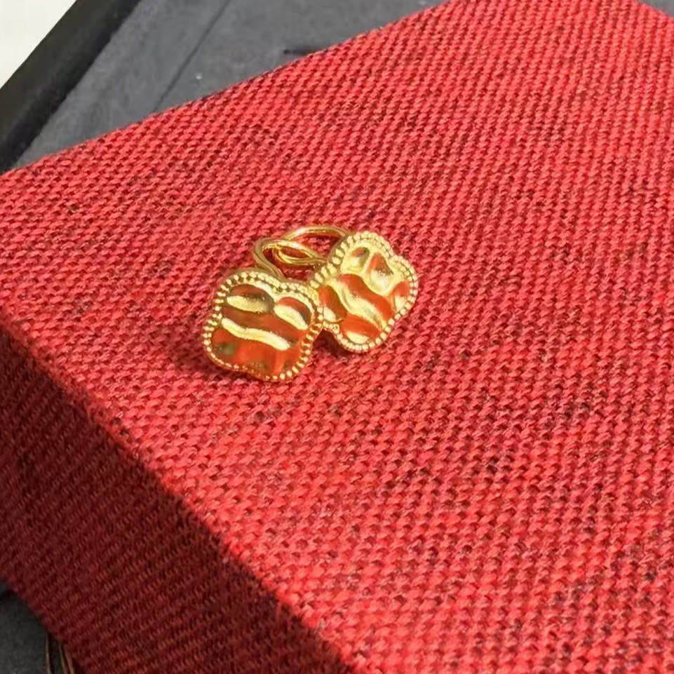 纯黄金足金时尚 鎏金岁月耳钉L