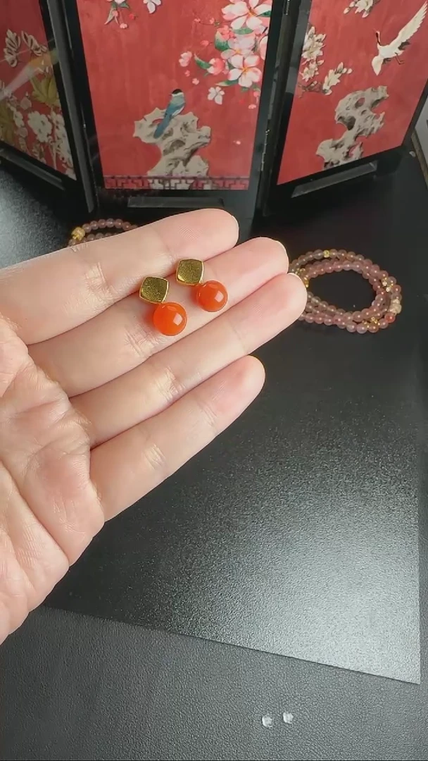 【闪购商品】南红玛瑙耳饰银S925镶嵌WY0114075多样性发一