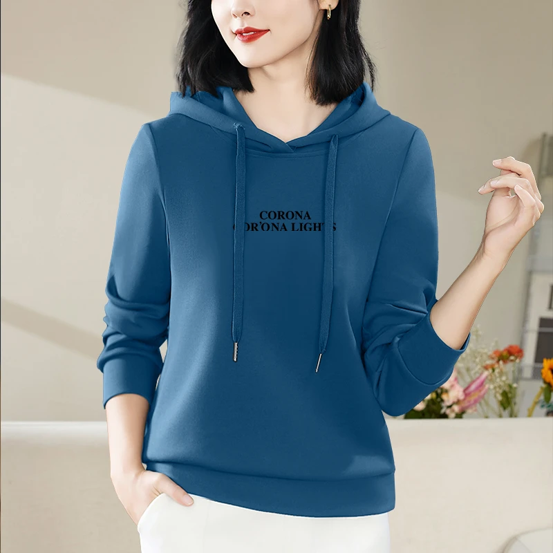 连帽长袖女士卫衣加绒加厚2025新款时尚洋气宽松休闲百搭秋冬上衣