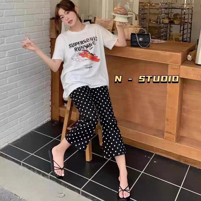 〖猫姐衣橱〗夏季新款波点内开叉弹力冰感裤105（卡码拍小）