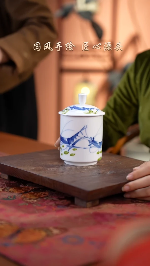 陶瓷景德镇釉中彩餐具领导杯400cc
