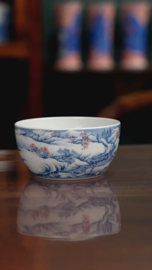 景琳藏青花寒云幕雪