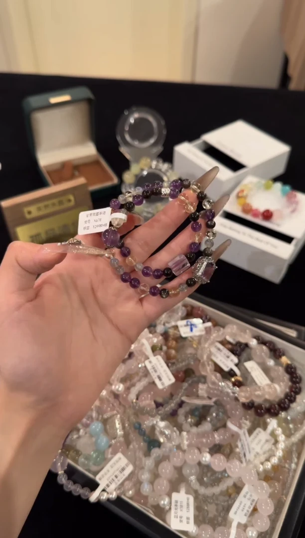 水晶手链合金紫水晶双圈x678