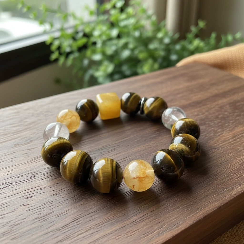 黄虎眼黄胶花男女同款转运旺财手串