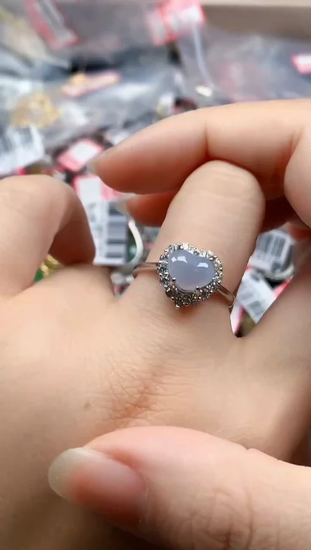 银S925镶嵌戒指翡翠天然A货缅甸翡翠