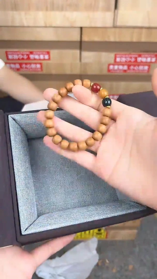 品茗文玩阁檀木三色珠链接@@LSC045