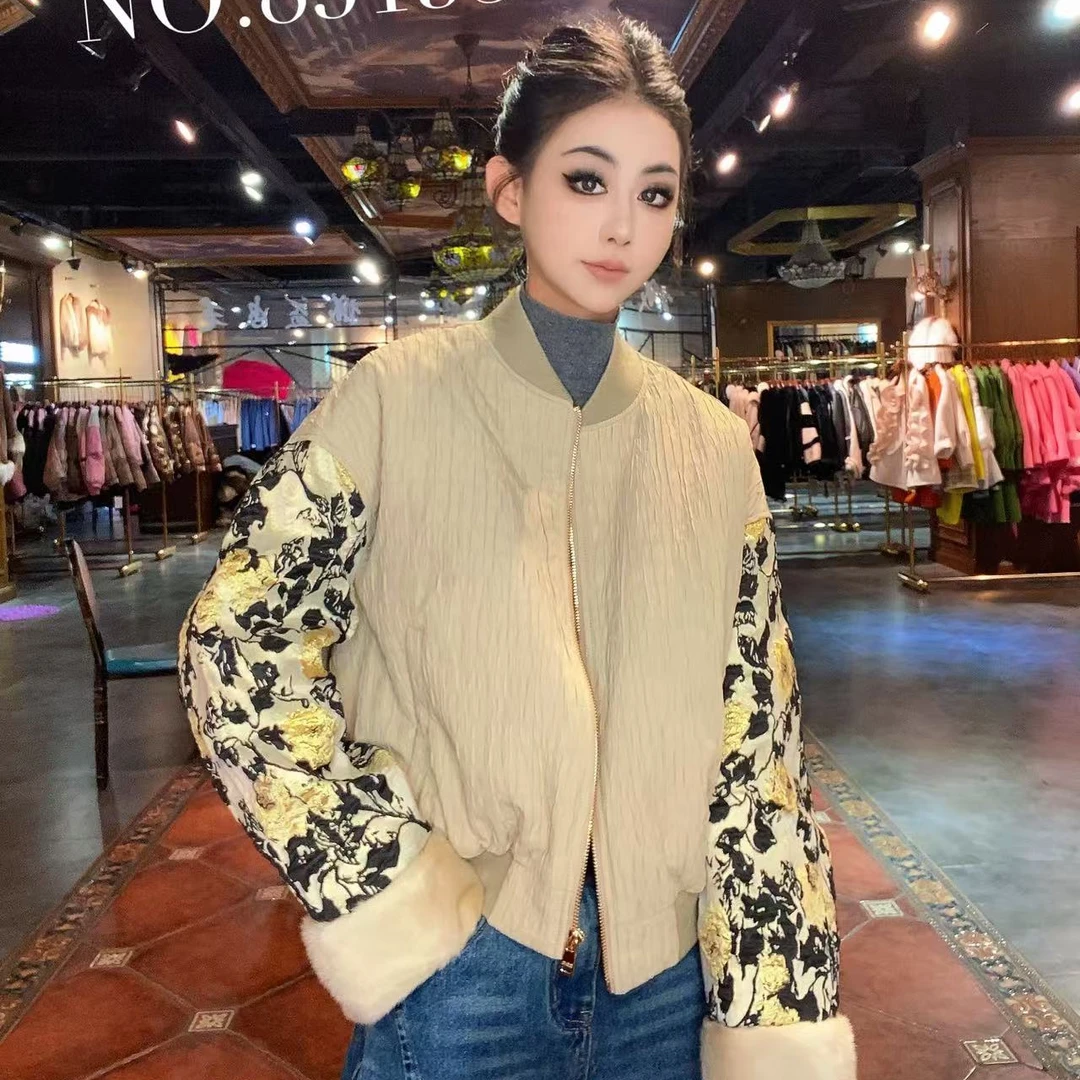 【CY】 85135-E  新款时尚轻奢百搭鹅绒服配水貂外套