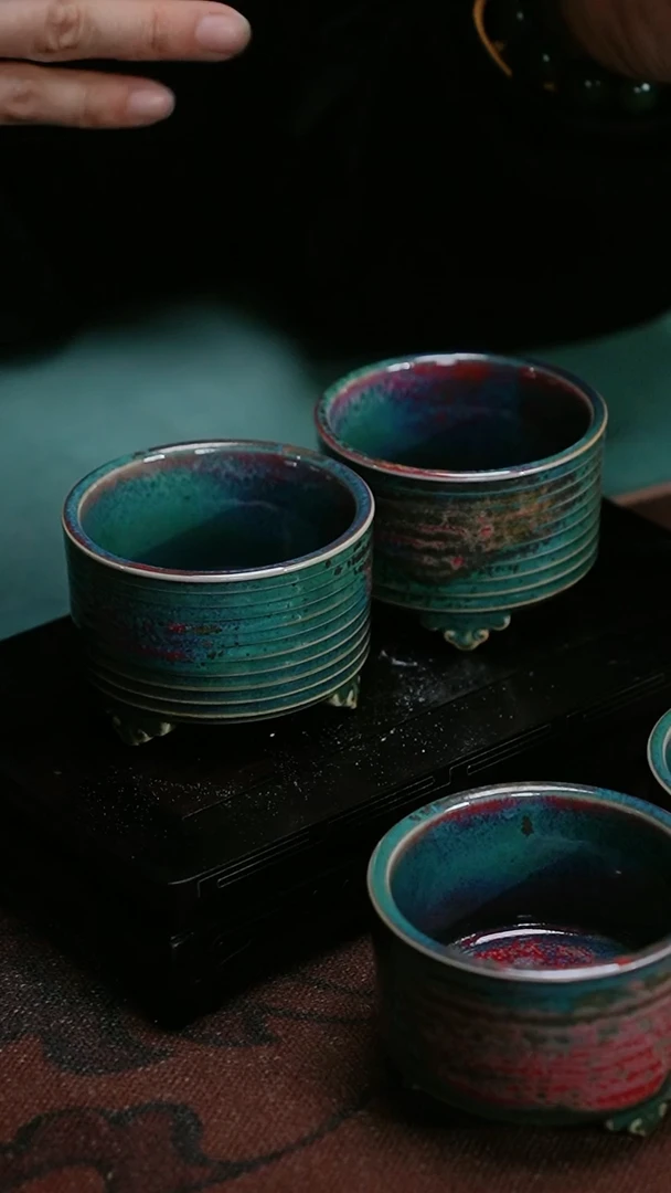 【闪购商品】117-5三足玄丝炉（炉钧釉窑变随机）