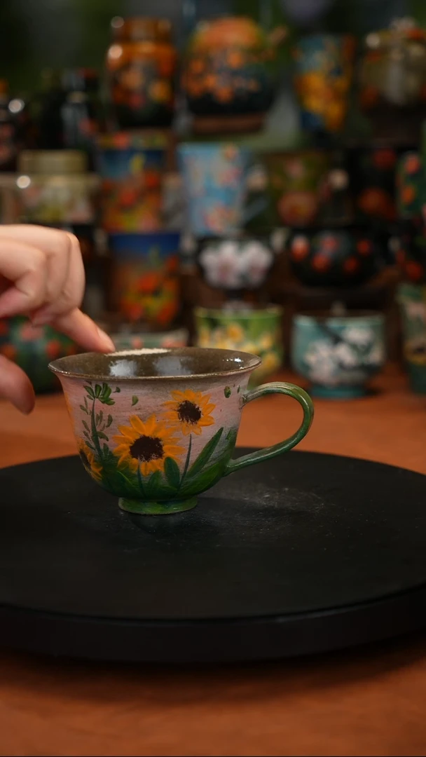 紫砂油画手绘釉 下彩