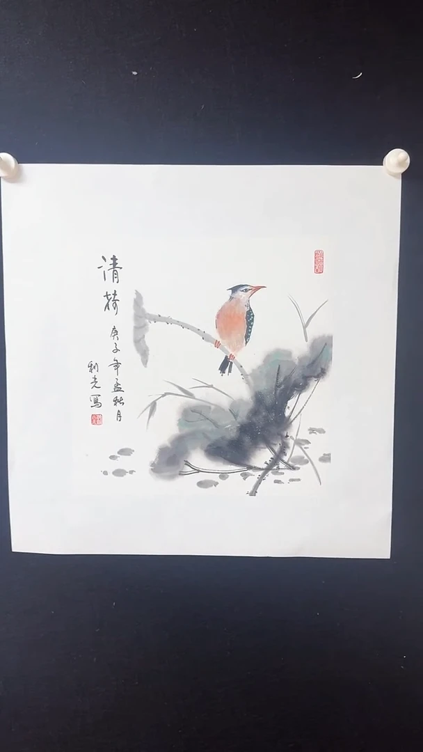 【闪购商品】国画斗方绘画清荷