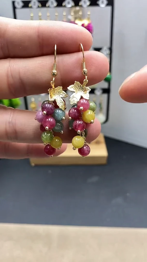 【闪购商品】碧玺耳饰银S925镀金镶嵌尺寸6mm葡萄02