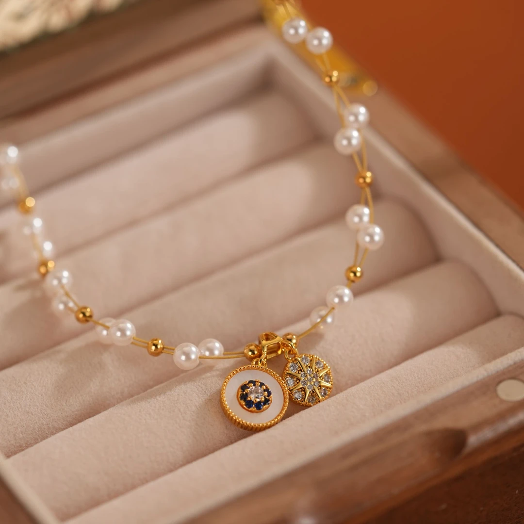 合金仿珍珠项链 《秘密花园》八芒星珠珠项链TP-0733