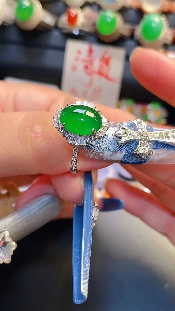 银S925镶嵌翡翠耳饰天然