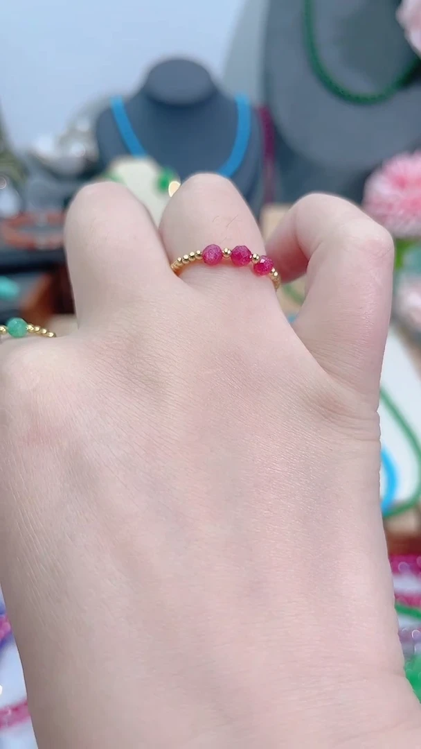 戒指彩色蓝宝石14K金镶嵌三生三世39.9