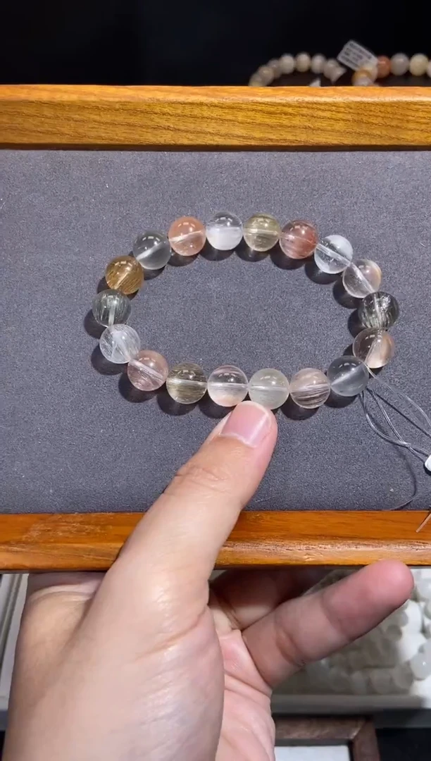 未镶嵌手串水晶4号链接-11咪+ 满发钢丝兔毛兔毛水晶手串