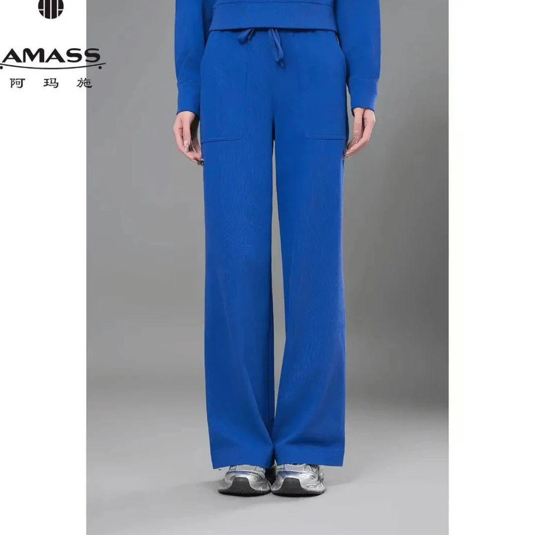 AMASS/阿玛施春夏新款舒适松紧腰百搭垂感直筒休闲裤长裤 5100386