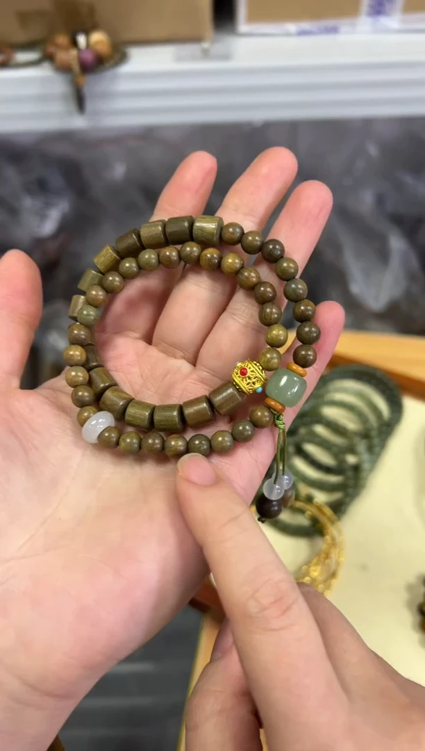 【闪购商品】维腊木（绿檀）手串/手链绿檀木原款设计款双圈[279]