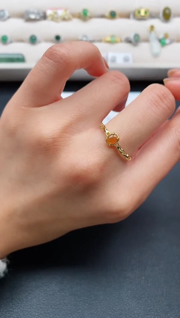 银S925镶嵌戒指翡翠缅甸天然A货翡翠222  3-