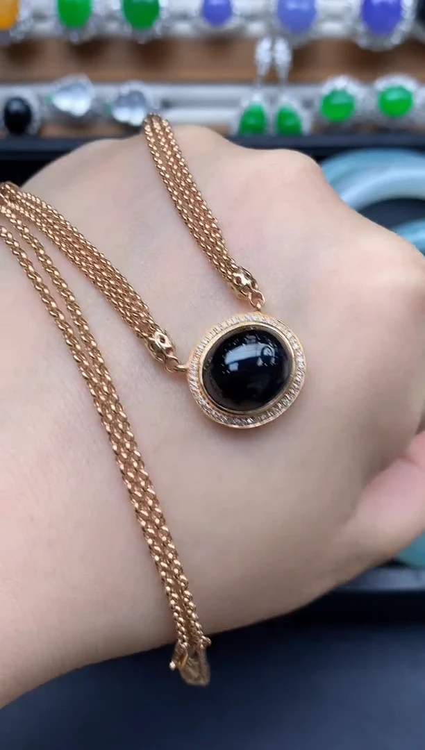 颈饰18K金镶嵌翡翠628-中国好珍宝