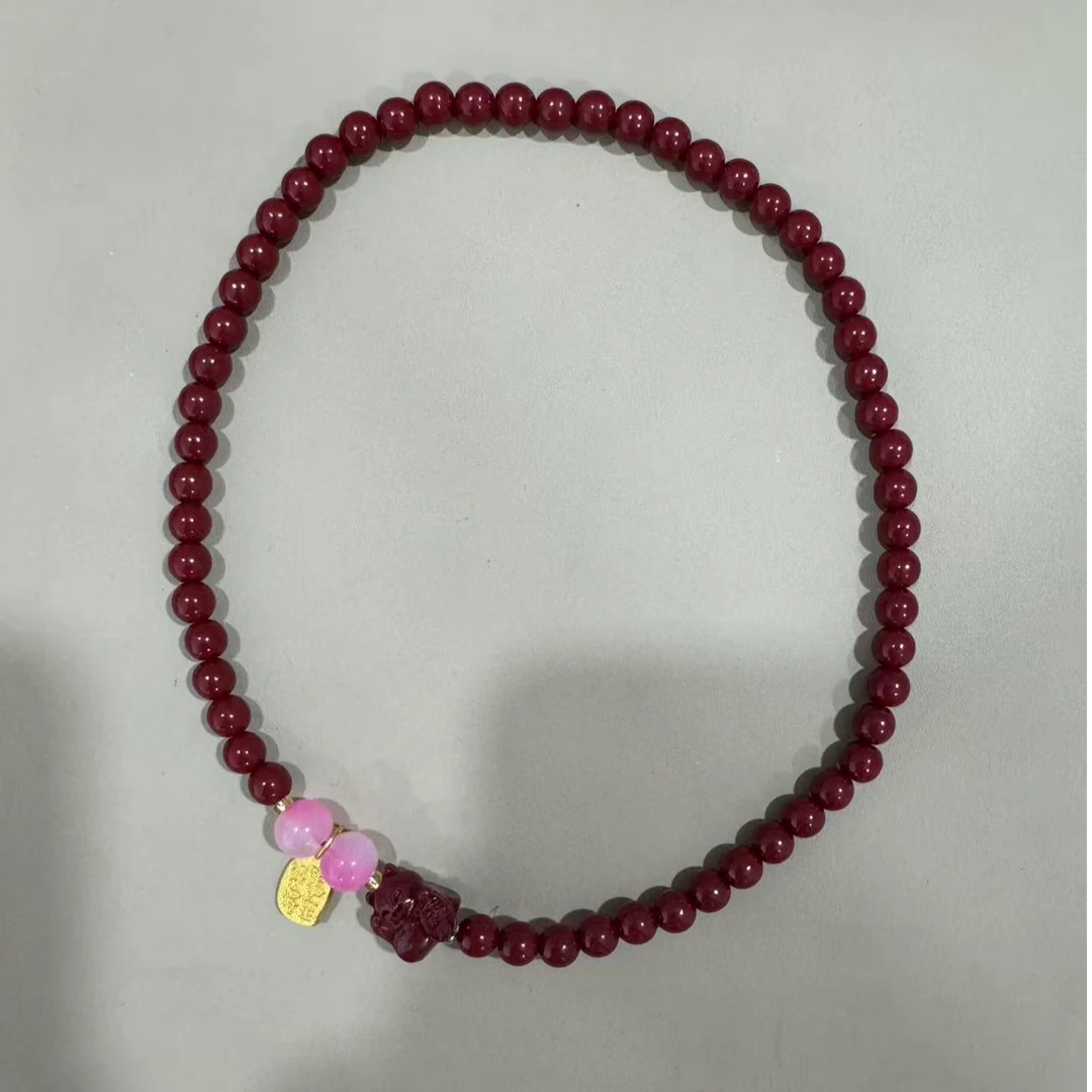 天然辰砂精选手串一条MT108（无礼盒）