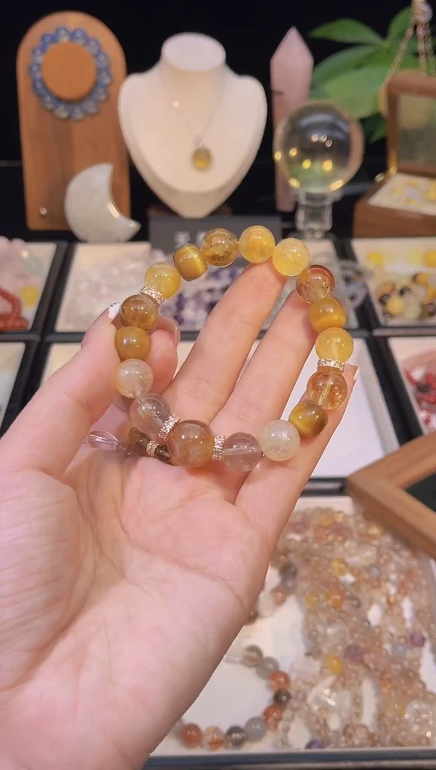 未镶嵌手串水晶辰****人胶花虎眼石多宝