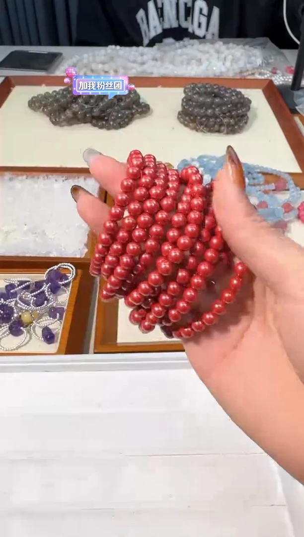 【闪购商品】水晶手链未镶嵌【有棉裂】A070朱sha素圈
