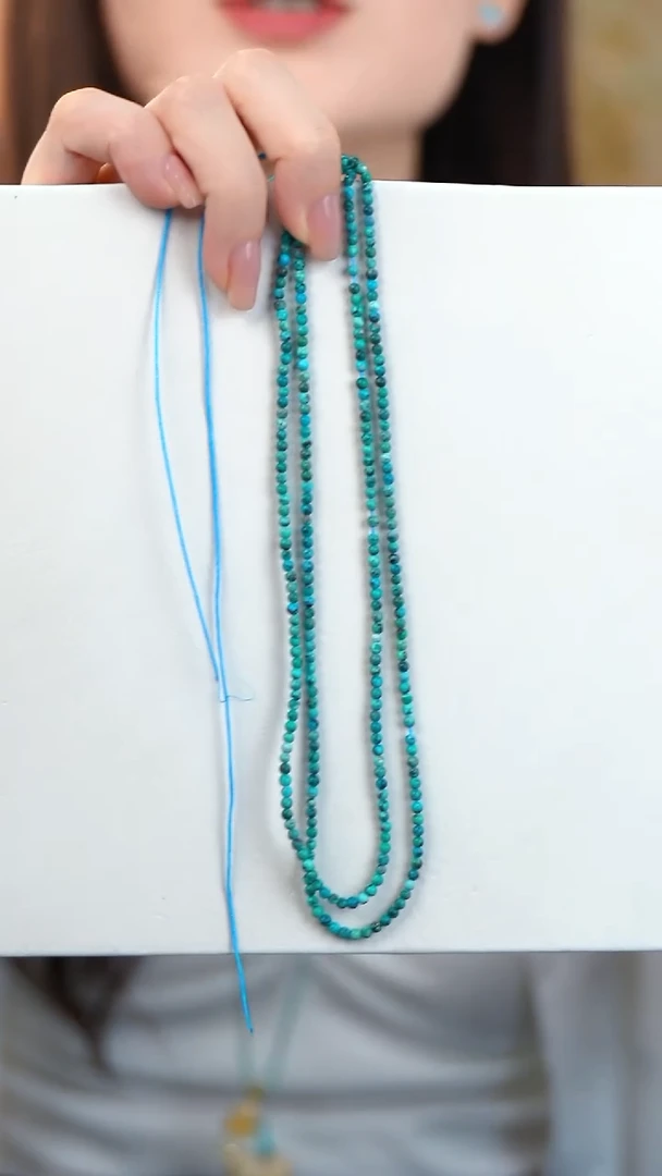 小米珠蓝调绿松天然矿石