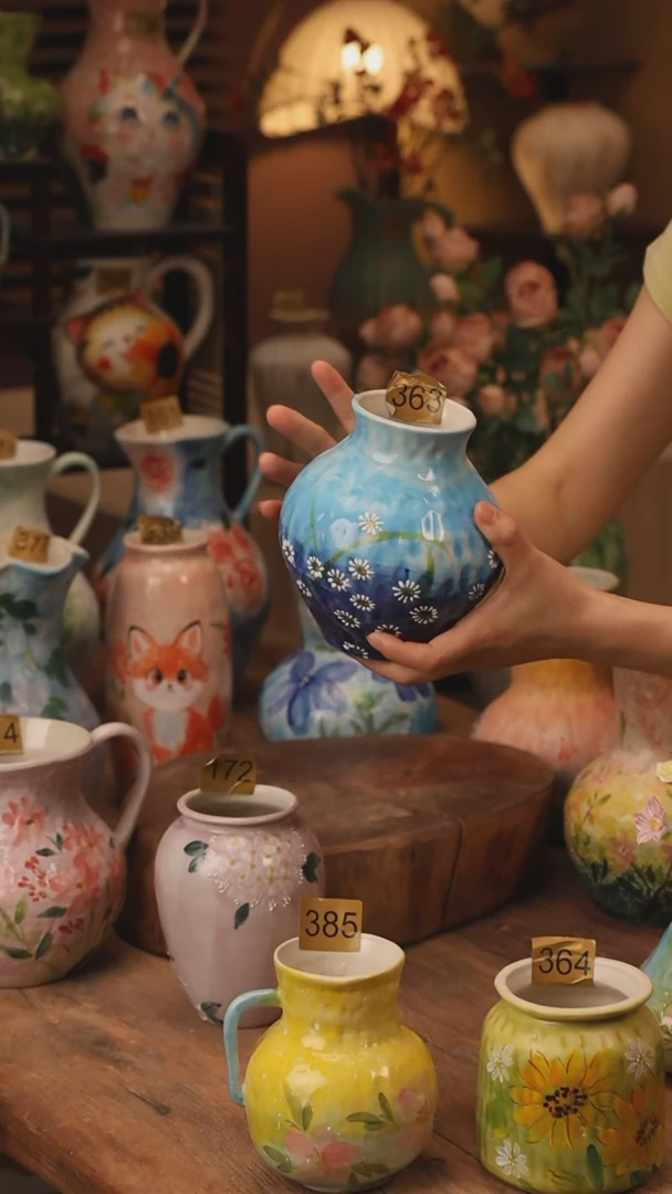 陶瓷363景德镇设计师手作花器摆件侘寂风