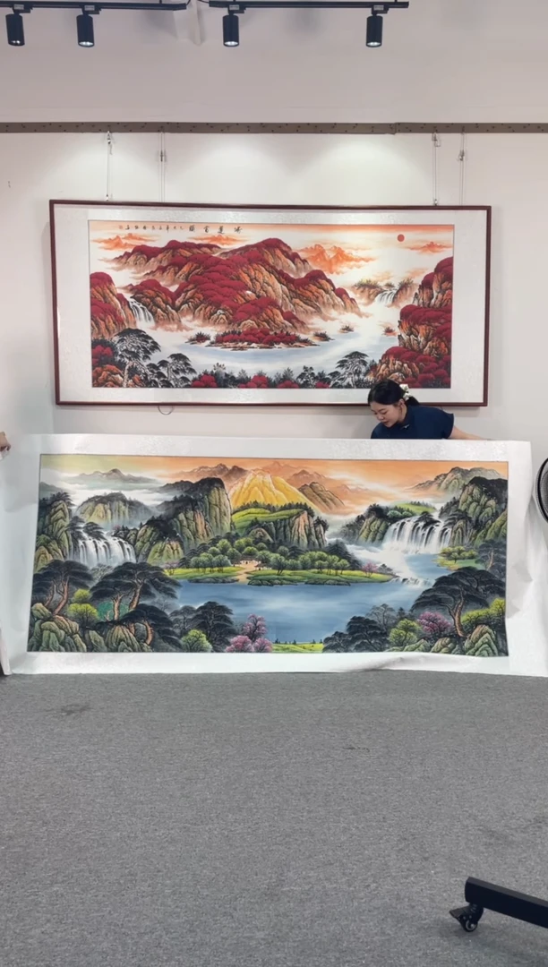 国画宝地生金278*118手绘国画