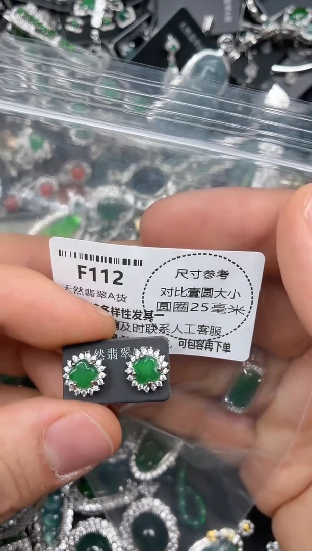 颈饰未镶嵌翡翠F112耳钉