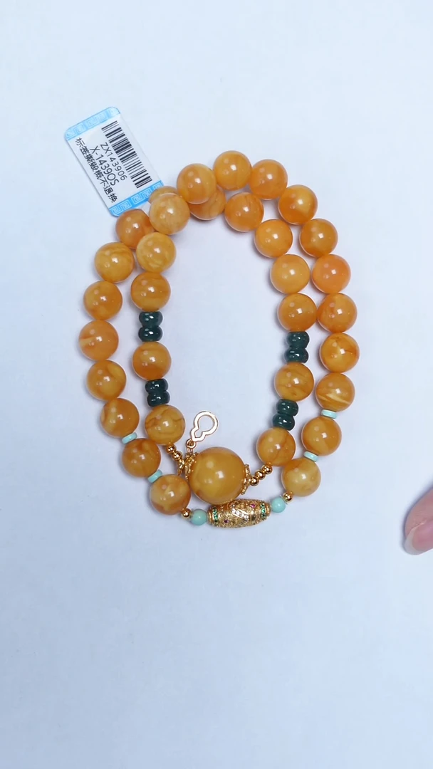 手链蜜蜡未镶嵌花蜡圆珠双圈